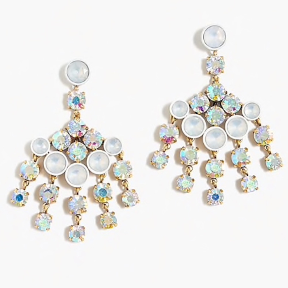 J. Crew White Crystal Chandelier Earrings